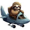 Cute Sloth Pilot Airplane Glider