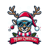Reindeer with Santa hat and glasses