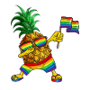 Ananas bär flagga, glasögon, kläder, regnbågsfärg