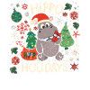 Christmas Hippopotamus Santa Claus