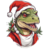 Funny Christmas Dinosaur Santa Claus