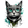 Katze mit Brille - Nerd Katze - Katzengesicht