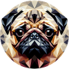 Polygonal Pug Dog Round