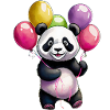 Panda with balloons