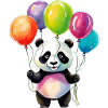 Panda avec des ballons