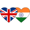 Angleterre Inde drapeau coeur