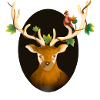 Cute deer with a bird