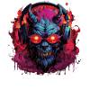 Devil Demon Monster with Headphones