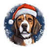 Beagle with Santa hat