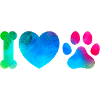 Bunte Pfotenliebe Wasserfarben
