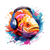 Fish with headphones