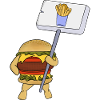 Burger protestiert für Pommes