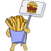 French fries protesting in favor of hamburgers