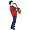 Funny saxophone boy