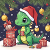 Green Christmas Dragon