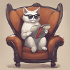 White cat in armchair
