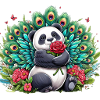 Peacock Hugging Panda