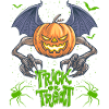 Funny Halloween pumpkin with spiders