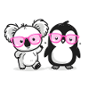 Lunettes roses Koala y pingüino