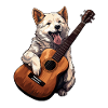 Dog with Guitar Music Guitarist Dogs