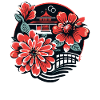 Japanese Temple and Flowers