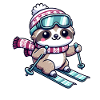 Cute Comic Sloth Skiing