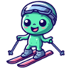 Green Alien Skiing Alien