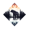 Abstract bear in the mountains
