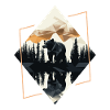 Abstract bear in the mountains