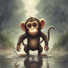 Kleiner Affe im Regen
