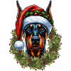 Festive Doberman: Elegant with Santa's hat
