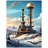 Steampunk Winterlandschaft mit Funkturm 1.8
