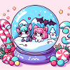 Kawaii Christmas Candy snowglobe