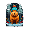 Capibara Mit Wintermütze Happy Capibara
