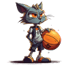 Cat Basketball Player Ball Game
