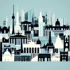 Bunte Stadtsilhouette
