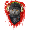 Katze trägt Kopfhörer