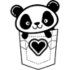 Panda in Pocket with Heart Emblem