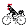 Coq sur un vélo