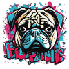 Dog Pug Graffiti Look