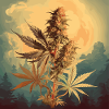 Sunset with cannabis flower