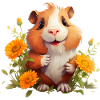 Meerschweinchen mit Blumen