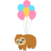 Flying sloth with balloons