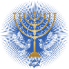 guldfarvet Hanukkah lysestage med hvide duer