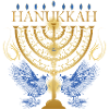 candeliere Hanukkah color oro con due colombe