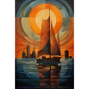 Maritime Landscape in a Geometric Style