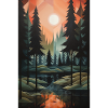 Forest Landscape in Geometric Style