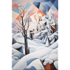 Snowy landscape in geometric style