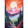Mountain Landscape with Sunset