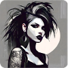 Cool gothic girl with tattoos